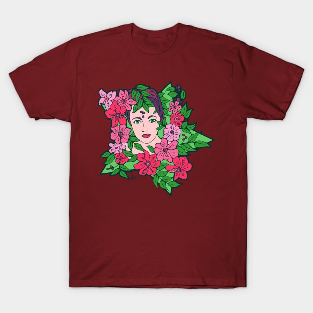 Flower Star Girl T-Shirt by Julia Moon